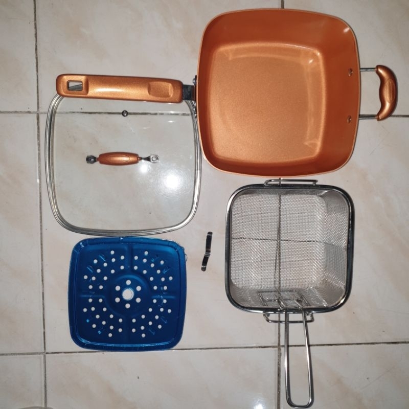 GOLDEN VIST DEEP FRYER 24CM PREMIUM + STEAMER. Wajan Penggorengan Induksi