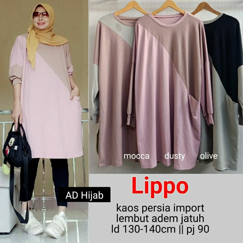 Tunik kaos import lippo hexa tunik jumbo xxxl ld 130 bahan melar adem tunik kaos bigsize by ad hijab