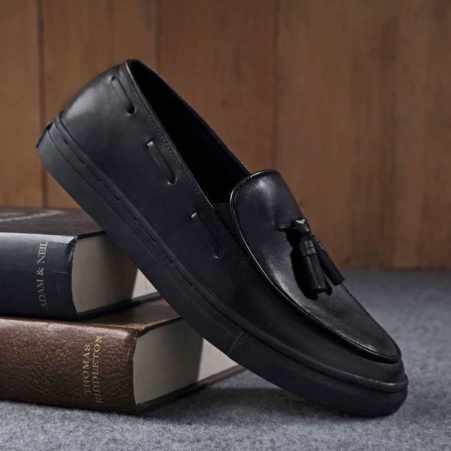 BILL 2.0 BLACK (Kulit Asli) - Sepatu Loafers Pria Kulit Casual Klasik Formal Kerja Kuliah Pria - Loafer