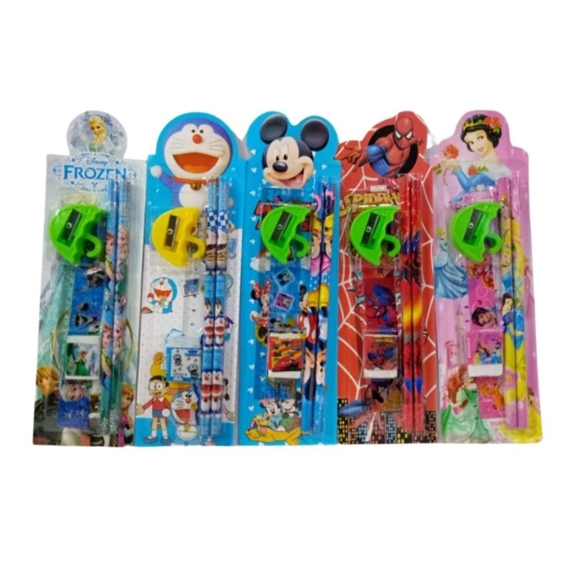 

Set Alat Tulis Karakter 5in1 Pensil Penghapus Rautan Penggaris