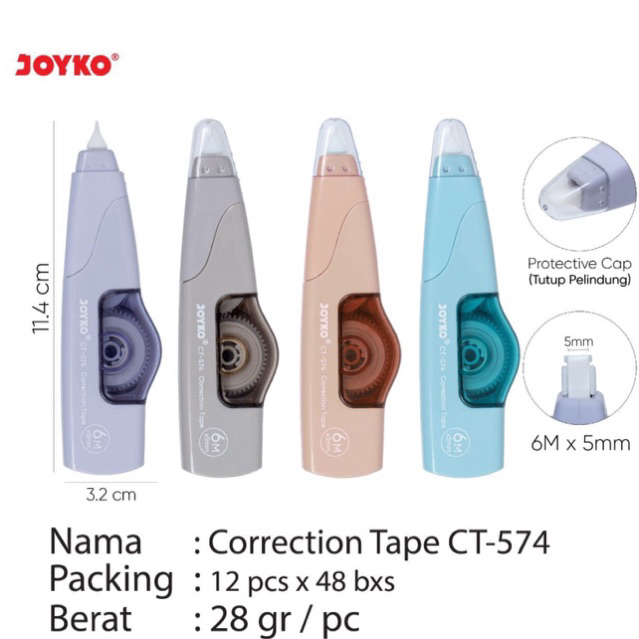 

(1pcs) CT 574 Correction Tape Tip X - Pita Koreksi model Mobil F1 Joyko / Tip Ex CT-574