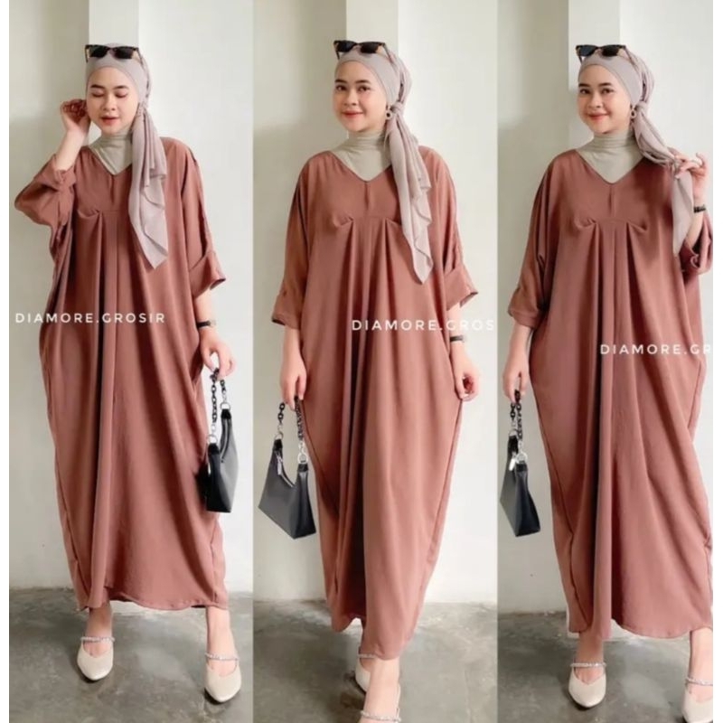 Kaftan Crinkle Airflow Premium Gamis Polos Baju Lebaran