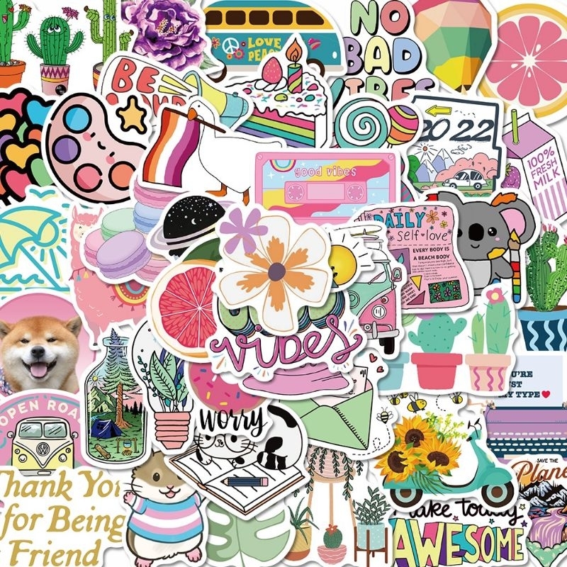 

[ , ] 3pcs Stiker Anti Air Lucu Motif Graffiti Full Color untuk Handphone, Laptop dll
