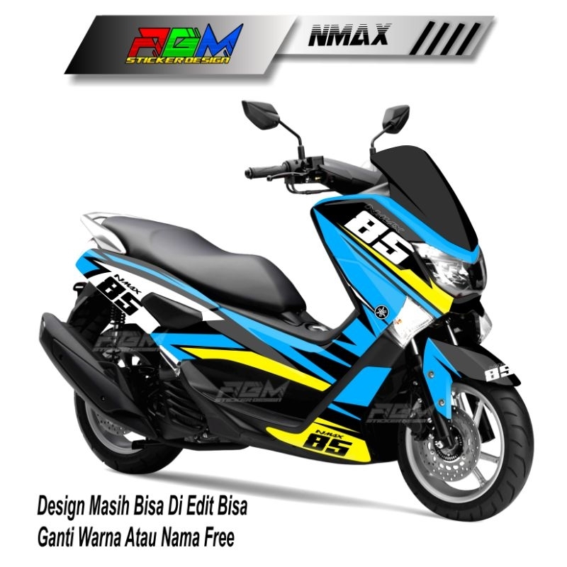 Striping Sticker Decal Nmax 2015-2019 Fullbody Grafis biru. Sticker Decal Nmax old Full Body