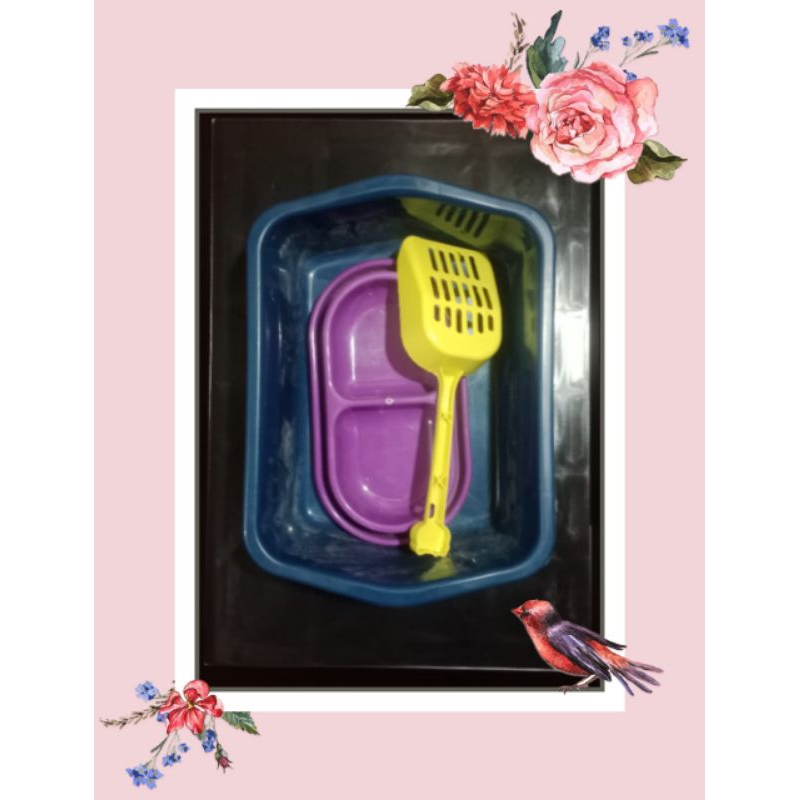 Liter box M, bowl doubble, Scoop puk