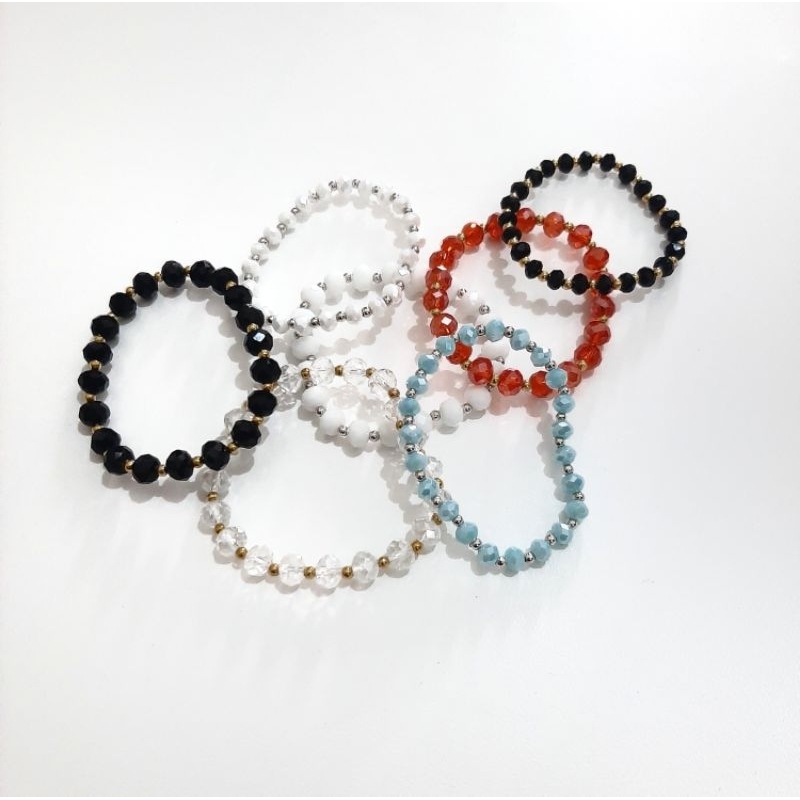 Gelang Elastis Kristal Ceko 6mm dan 8mm Wanita