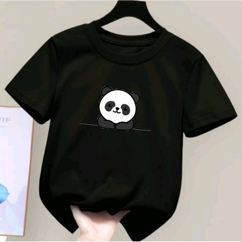 Kaos Panda Anak-anak Cowok/Cewek Baju Kaos Distro Anak Unisex Atasan Anak Lengan Pendek Panda Lucu