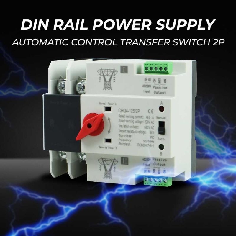 TOMZN Din Rail Power Supply Automatic Control Transfer Switch 2P - CHQ4-125/2P