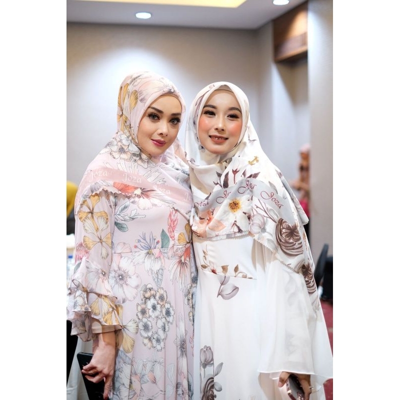 [JOZA CLOTHING] GAMIS SYARI / DRESS SET PRINTING ORIGINAL " ESPERANZA WHITE SCRAF " By Joza Clothing