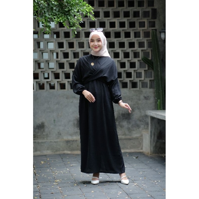 RANIA DRESS _ GAMIS WANITA MAXY CRINGCEL AIRFLOW - RESLETING DEPAN