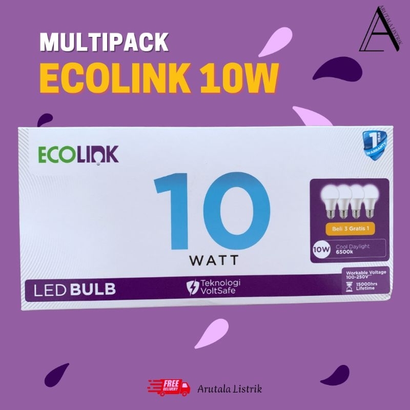 Paket MultiPack 4 Pcs Ecolink LED 10W Putih