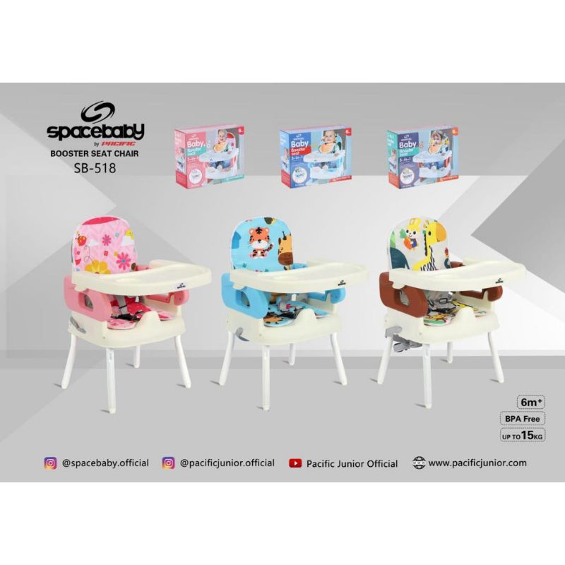 Spacebaby booster seat chair SB-518 / kursi makan bayi FREE BUBBLE WRAP