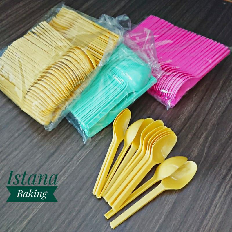 Sendok Teh Sendok STG Warna Sendok Eskrim Jelly Plastik isi 100pcs