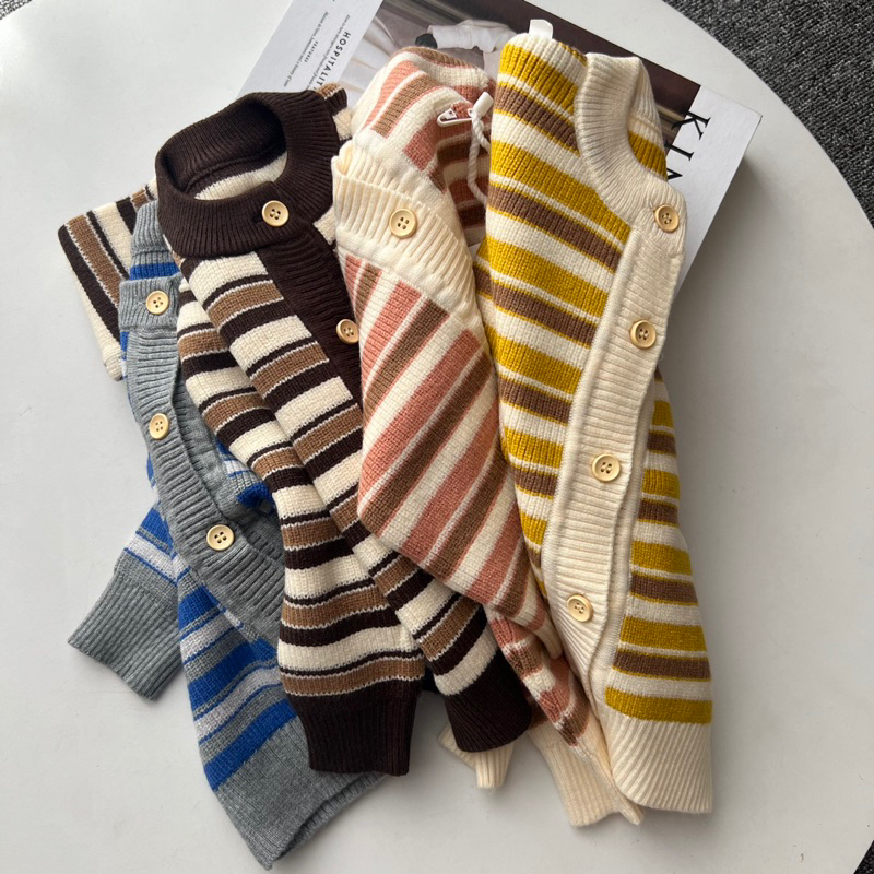 cardigan knit anak stripe | cardigan knit sweater rajut anak peremuan dan laki-laki