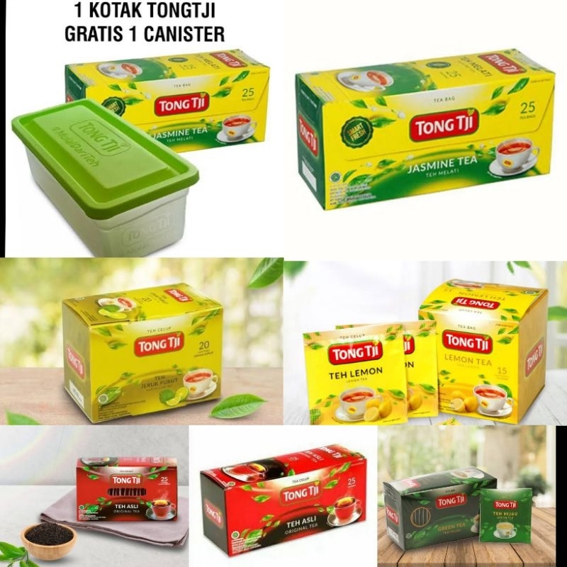 

TONG TJI Teh Celup Jasmine Black Green Tea Jeruk Purut Lemon plus Canister