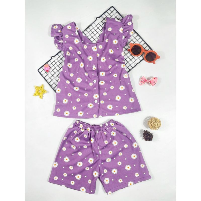 SETELAN BAJU ANAK PEREMPUAN/SETELAN MOTIF BUNGA DAISY