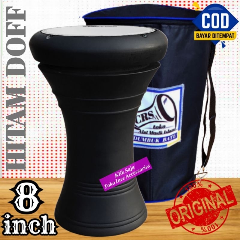 Darbuka Kayu Gendang 8 inch Hitam Dof Rolling Putih