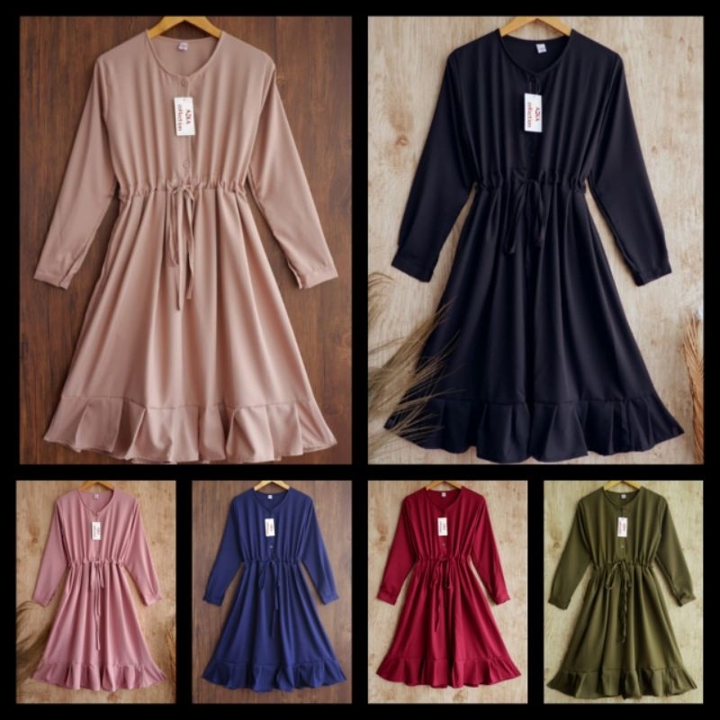 Baju Long Dress Tunik Wanita Muslim Remaja Terbaru 2021 Kekinian Polos Premium