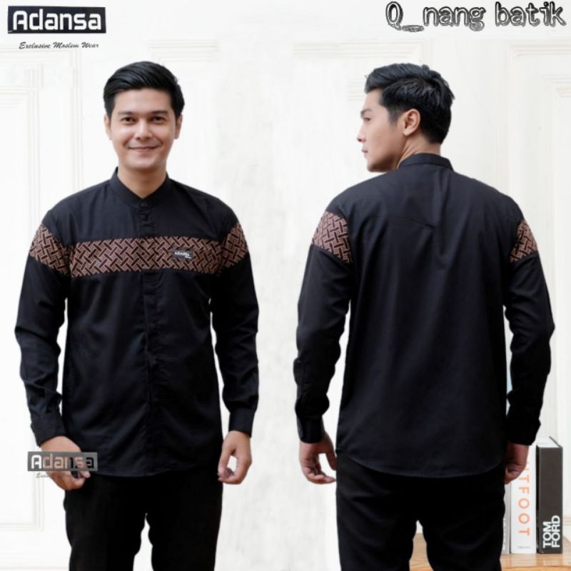 Baju Muslim Laki laki Koko Pria Dewasa Lengan Panjang Modern Bahan Katun Premium Motif Qynang Kobata