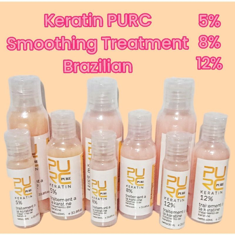 Purc Keratin Treatment Brazilian pelurus rambut Smoothing pure kratin 0% 5% 8% 12% Lavender COD grosir