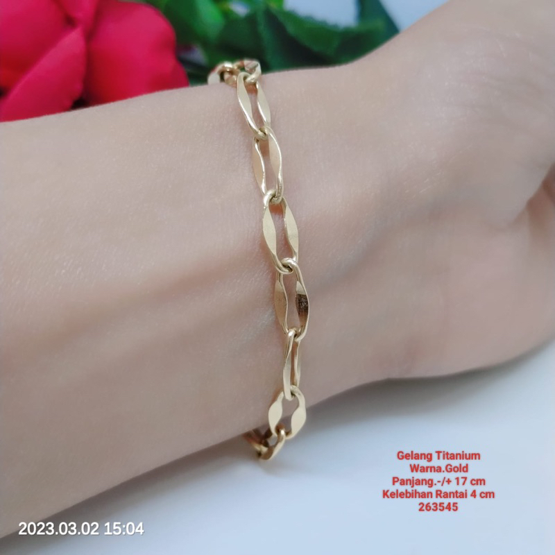 Gelang Titanium Premium Anti Karat Tidak Mudah Luntur Perhiasan Aksesoris Lapis Emas Terlaris Termurah