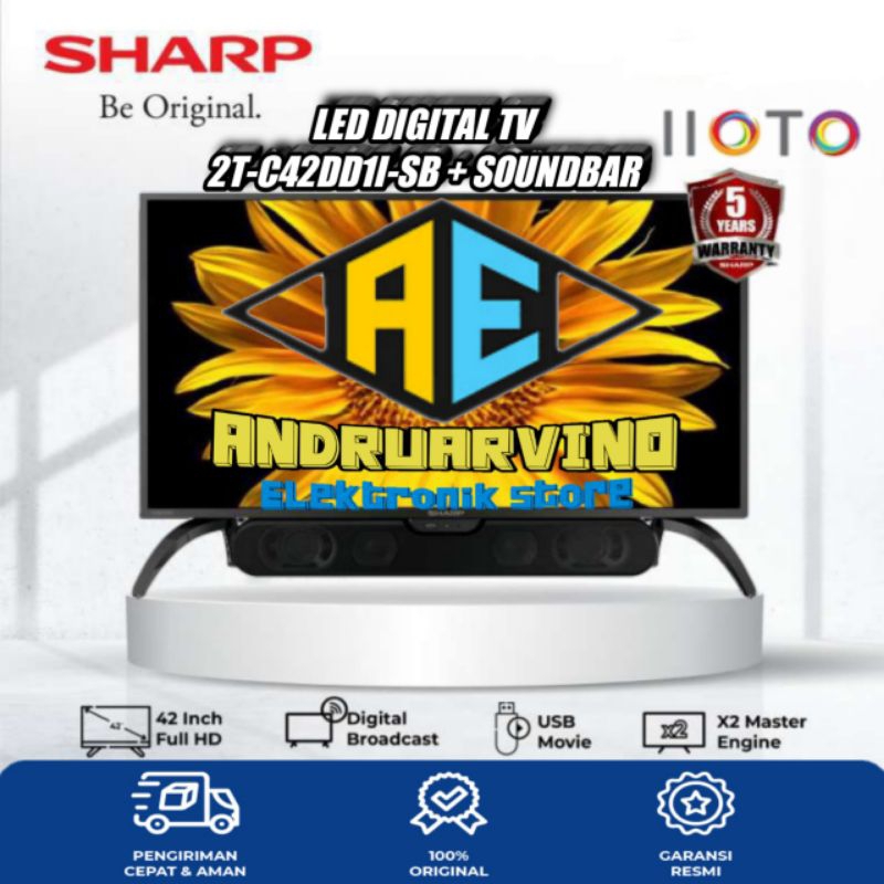 SHARP LED TV 42 INCH - 2T-C42DD1ISB FULL HD DIGITAL TV + SOUNDBAR 42DD1ISB GARANSI RESMI SHARP