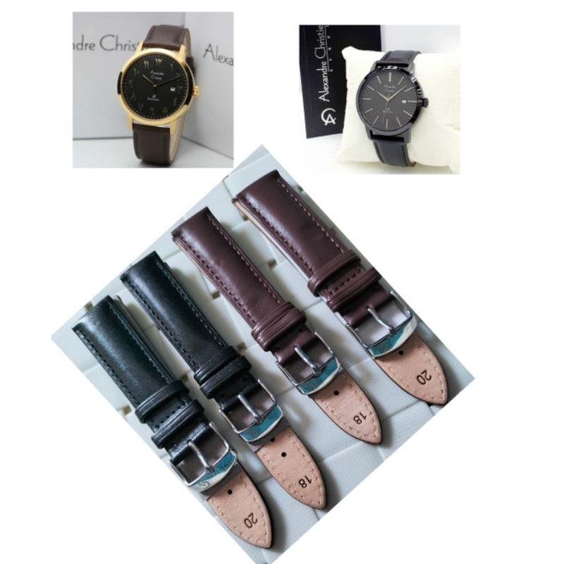 Tali jam tangan kulit Original Alexander Christie Tali kulit AC polos