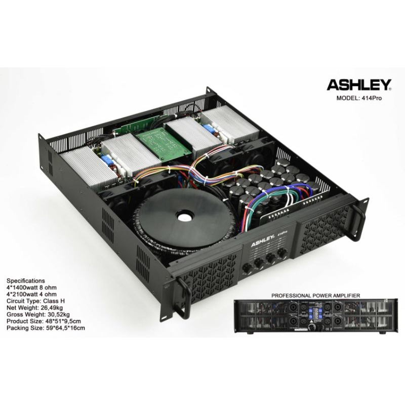 Power Ashley 414 Pro Original Amplifier 4 Channel Class H