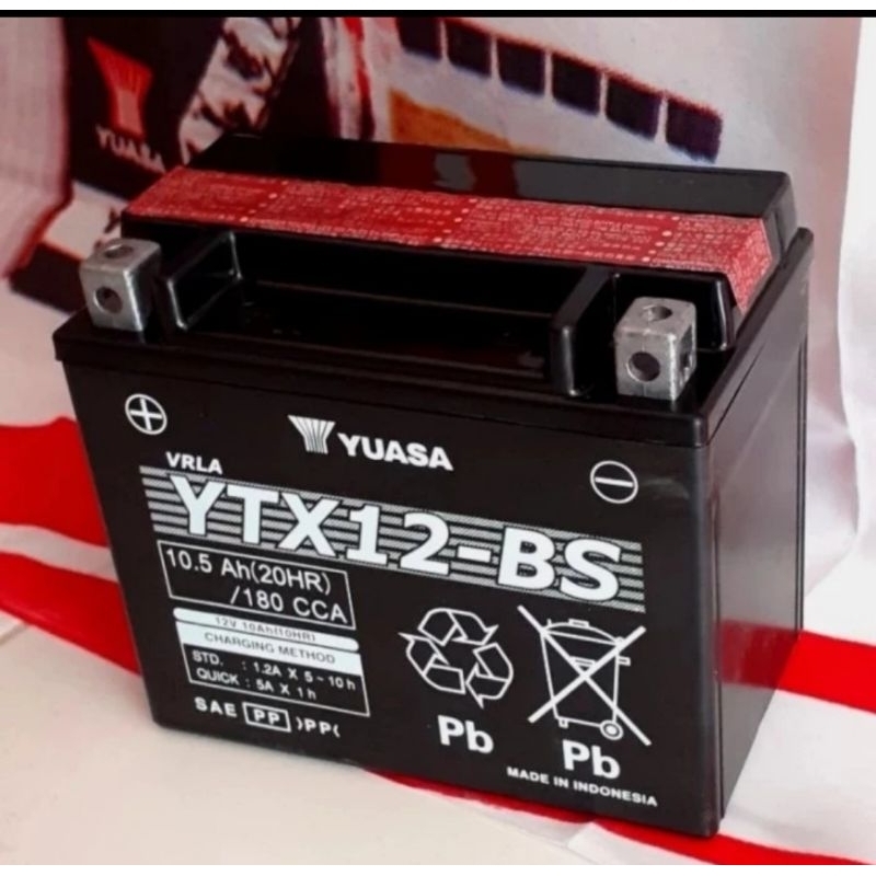 AKI BATERAI KERING YUASA YTX12 BS 12V 10AH KAWASAKI NINJA