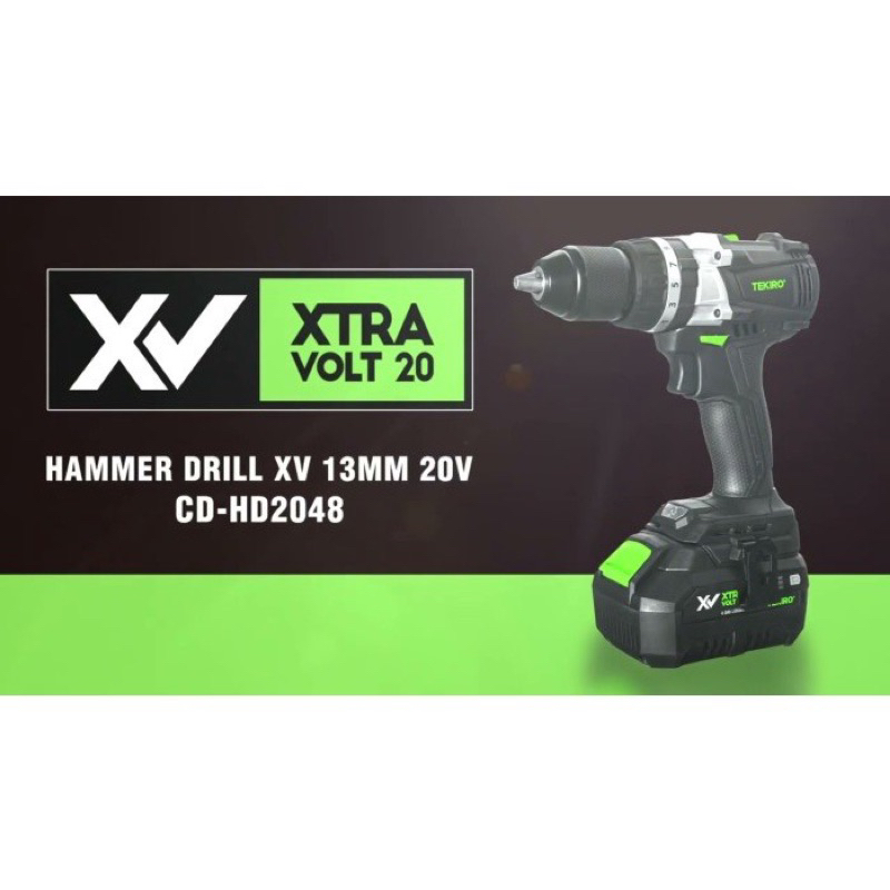 CORDLESS HAMMER DRILL 13MM 20Volt TEKIRO MESIN BOR BATERAI