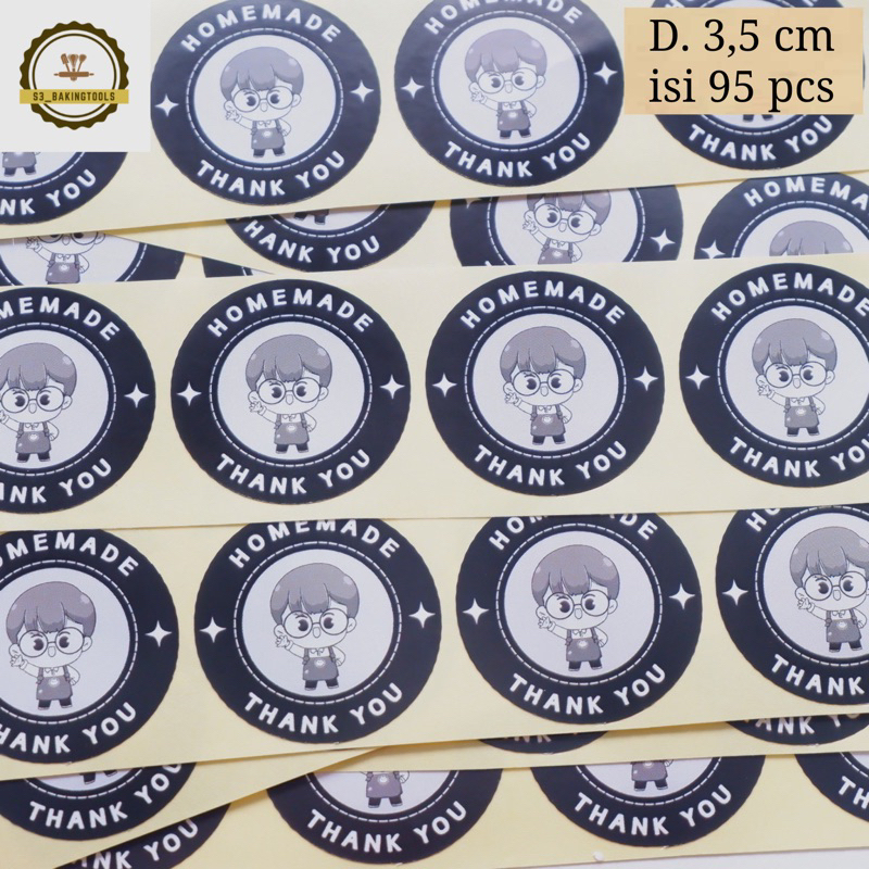 

Sticker stiker label cute chef boy C black isi 95 pcs