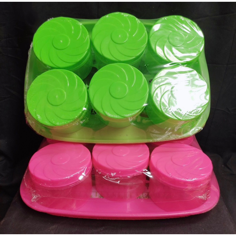 Toples Plastik Nampan Bulat - Tempat Penyimpanan Makanan Kue Kering - Toples Nampan Set Serbaguna Free Nampan