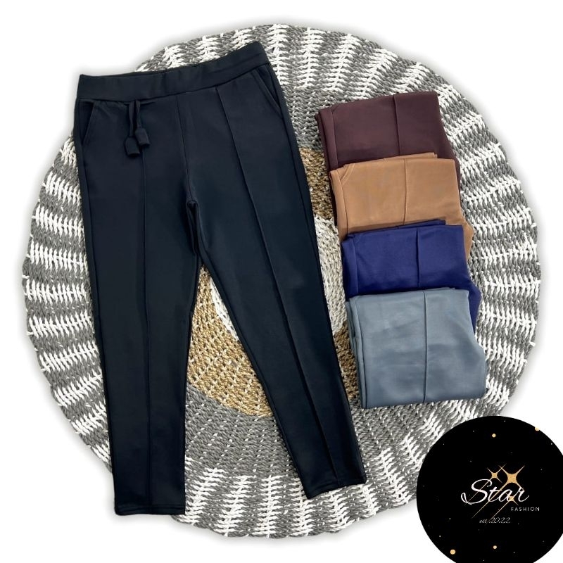 CELANA PANJANG POLOS WANITA BAHAN SCUBA MELAR LEGING KERJA CEWEK PINGGANG KARET CELANA PANJANG WANIT