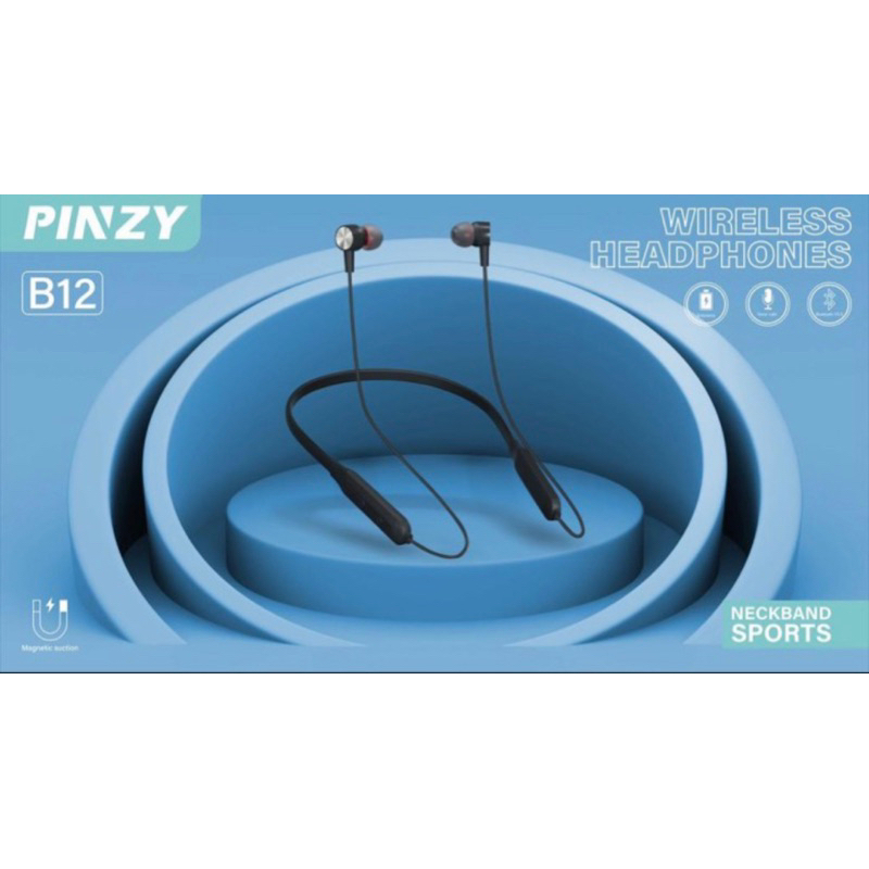 Headset Bluetooth PINZY B12 Sport Neckband Wireless Headphones - PINZY Neckband sport B12 -