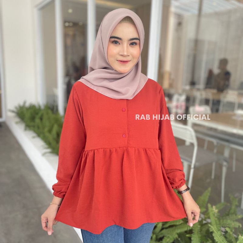 Haifa Blouse Atasan Kemeja Basic Polos Wanita Crinkle Airflow Premium