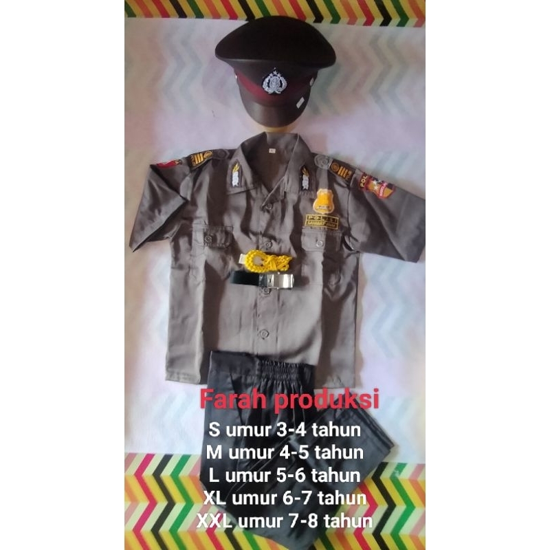 BAJU SERAGAM POLISI SHABARA ANAK LAKI DAN PEREMPUAN/SETELAN KOMPLIT/KOSTUM KARNAVAL