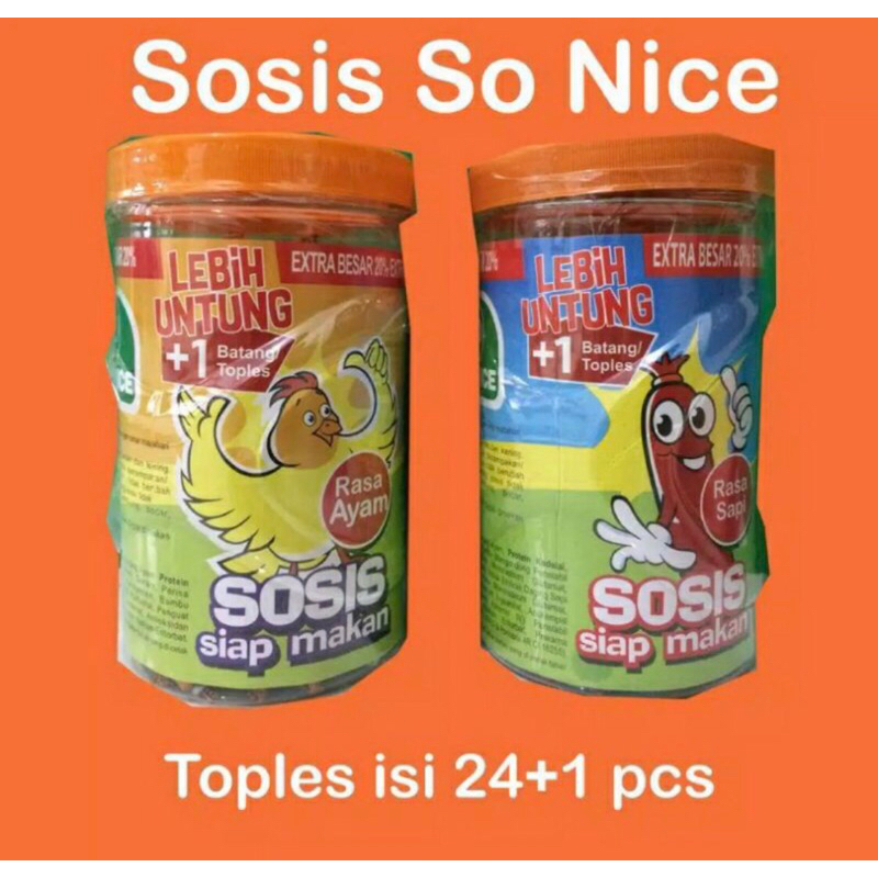 

sosis SO NICE rasa ayam dan sapi(isi 24 + 1pcs)