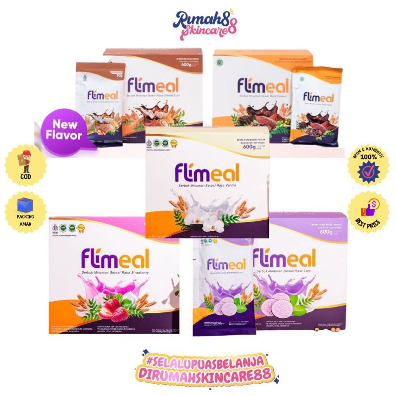 FLIMEAL by Flimty - Minuman Sereal Aneka Rasa | Coklat - Coklat Susu - Strawberry - Vanilla - Taro