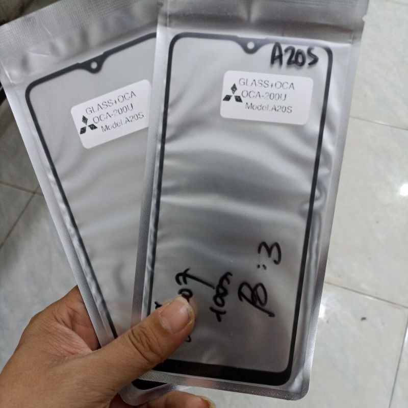 Glass kaca Touchscreen Samsung A20s +Lem Oca Kaca Touchscreen Sam A20s