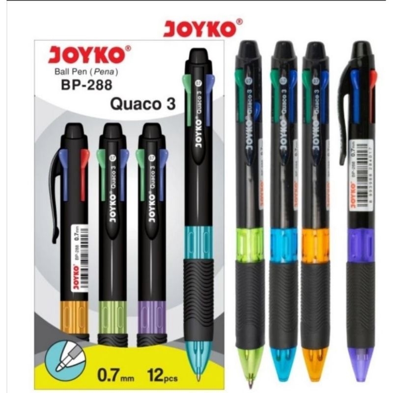 

Pulpen Joyko Quaco 3 BP-288 4 Warna - Pulpen Joyko BP-288 Quaco 3