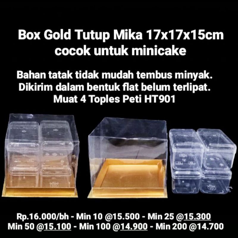 

Box gold tutup mika 17x17x15cm