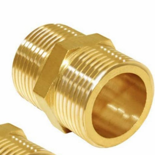 Double Nipple Brass 1/4" x 1/8" Double Nepel Kuningan 1/4 x 1/8