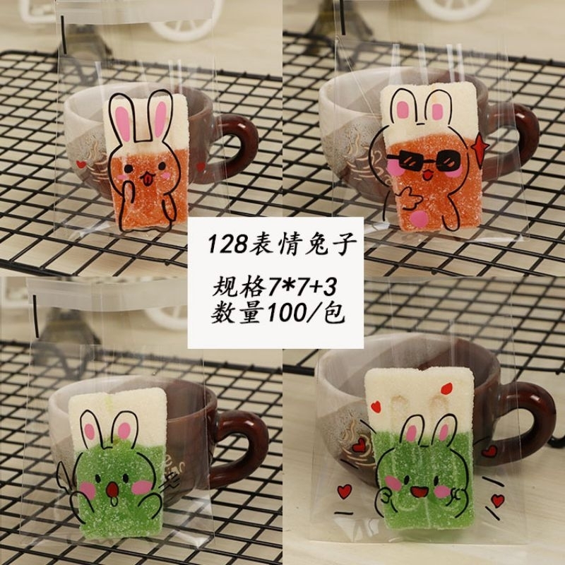 Plastik opp motif kartun lucu 7x7cm 10lbr plastik cookies plastik opp