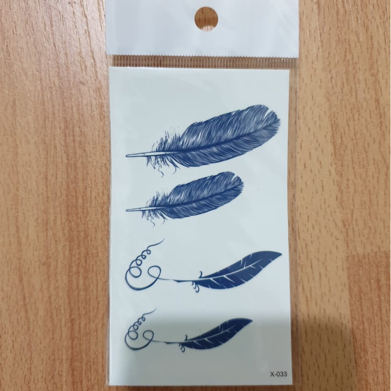 Tato Temporer Blue Feathers Tato anti air Temporary tattoo Premium Import Quality
