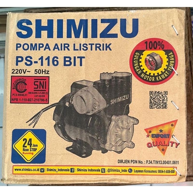 Pompa Air Listrik Shimizu PS 116 Bit Daya 125 Watt Pompa Air Sumur Dangkal Shimizu