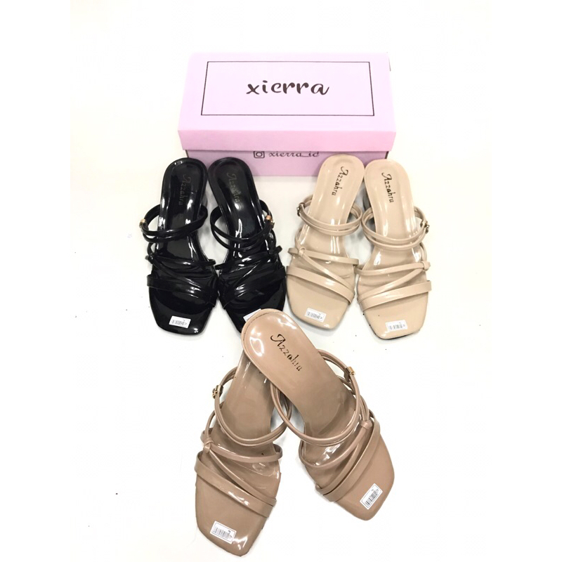 Heels Wanita Hak Tahu Chunky 6cm Hitam Crem Mocca