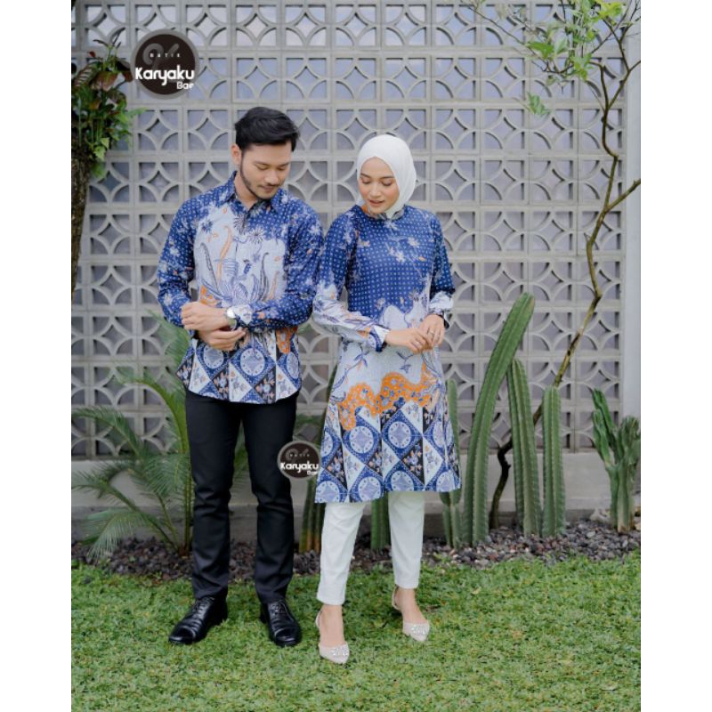 [BISA COD] COUPLE BATIK KEMEJA TUNIK BATIK COUPLE MODERN BATIK TRENDING INTERNATIONAL COUPLE