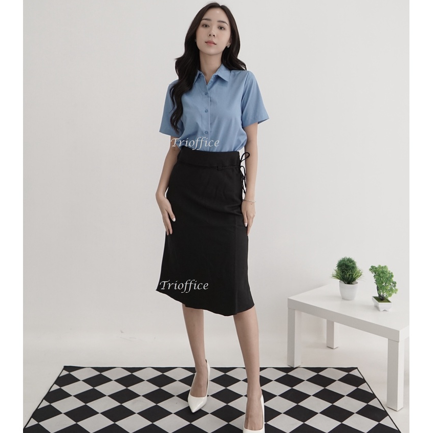 Rok Model Aline Duyung Hitam Kerja Polos Midi 7/8