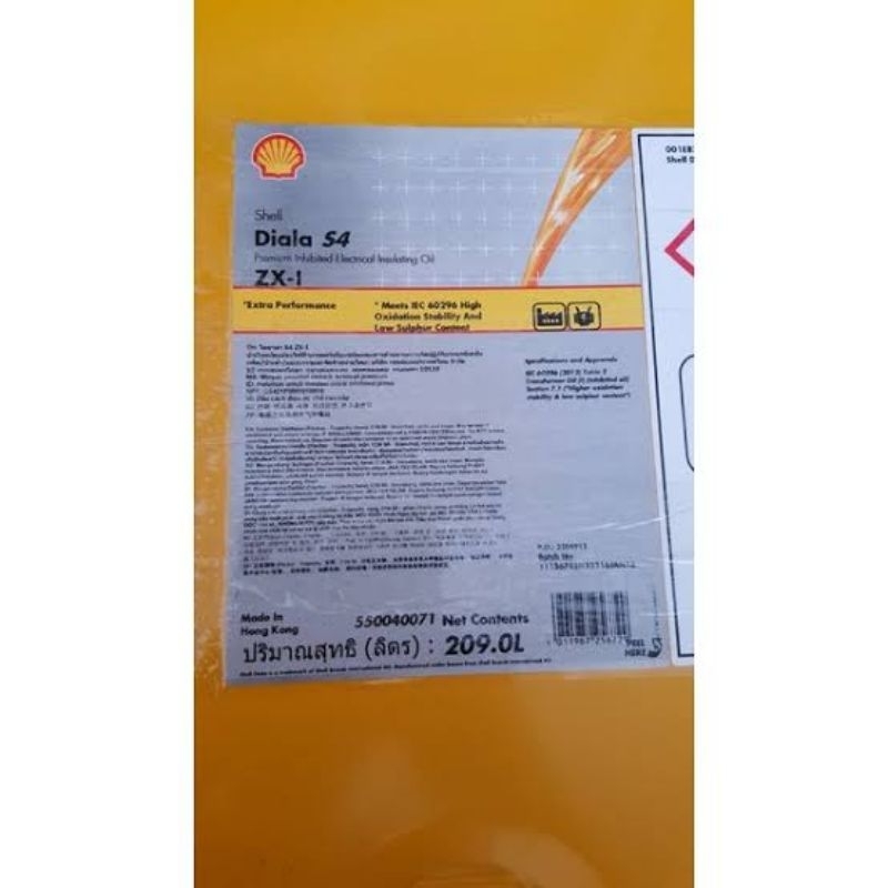 Oli Trafo Listrik Shell Diala B/S4 ZX-I 209 Liter