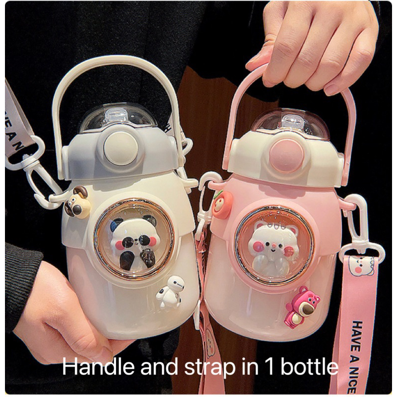 Botol Minum Anak 820ml model besar Handle dan Strap / Botol Minum Besar motif hewan